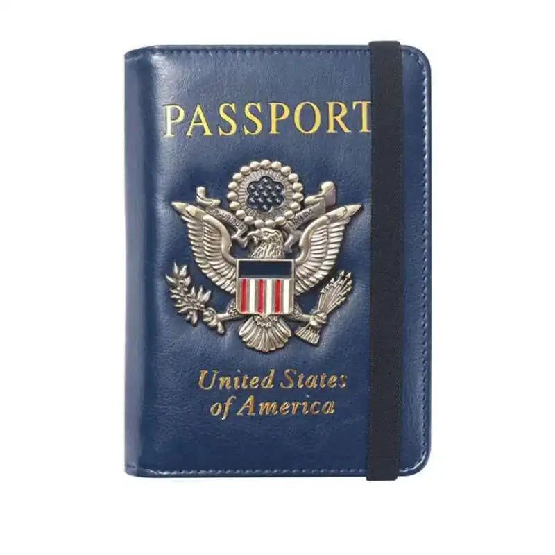 Portable Rfid Blocking Pu Leather Passport Travel Wallet Case