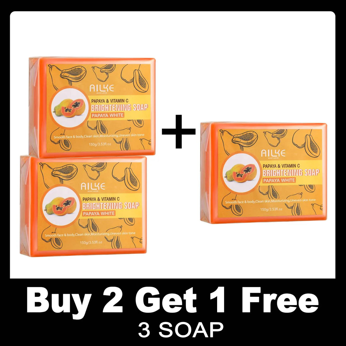 AILKE Organic Papaya Handmade Whitening Soap For Face Body