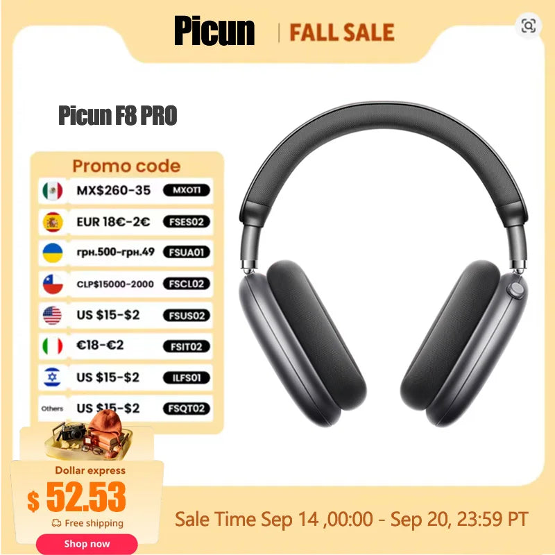 Picun F8 Pro Wireless Headphones With Active Noise Cancellation