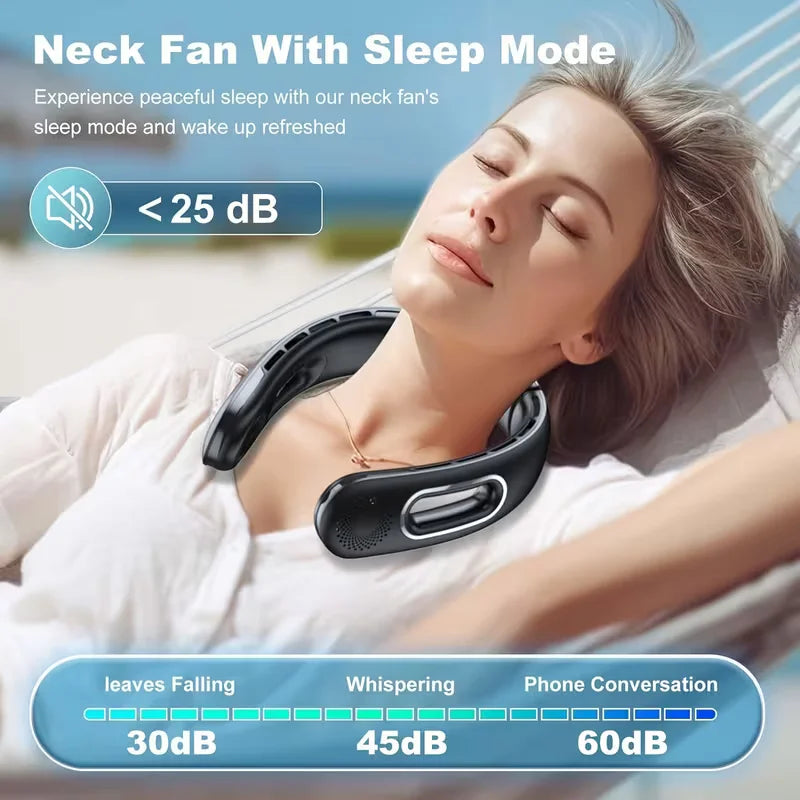 Portable Rechargeable Neck Fan Bladeless Hands Free 4 Speeds Travel