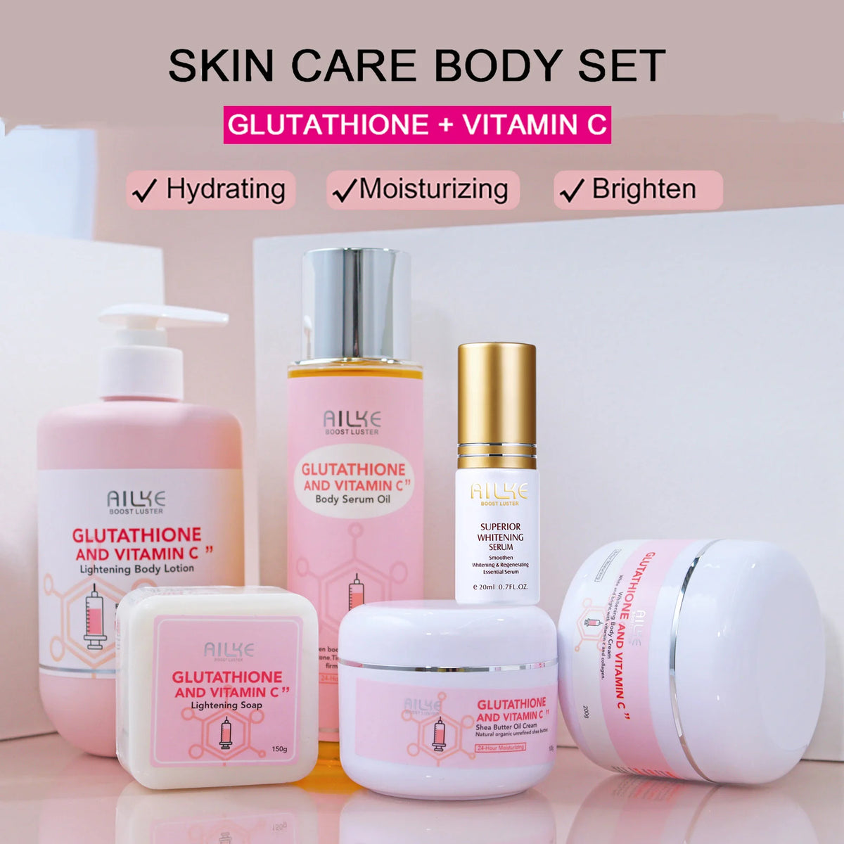 AILKE Whitening Skin Care Set Glutathione Vitamin C Brightening Moisturizing