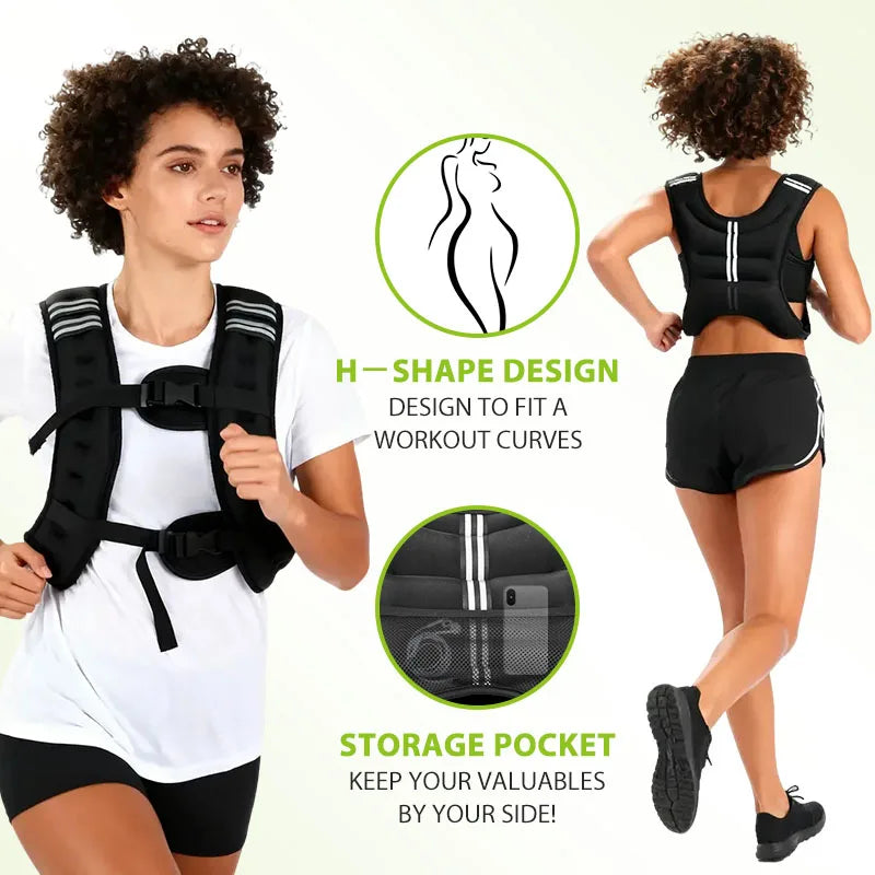 Weighted Vest With Reflective Stripe Pocket For Strength Training