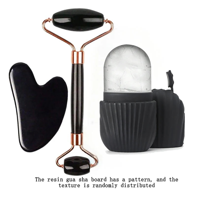 Plastic Ice Face Roller Gua Sha Set For Facial Massage