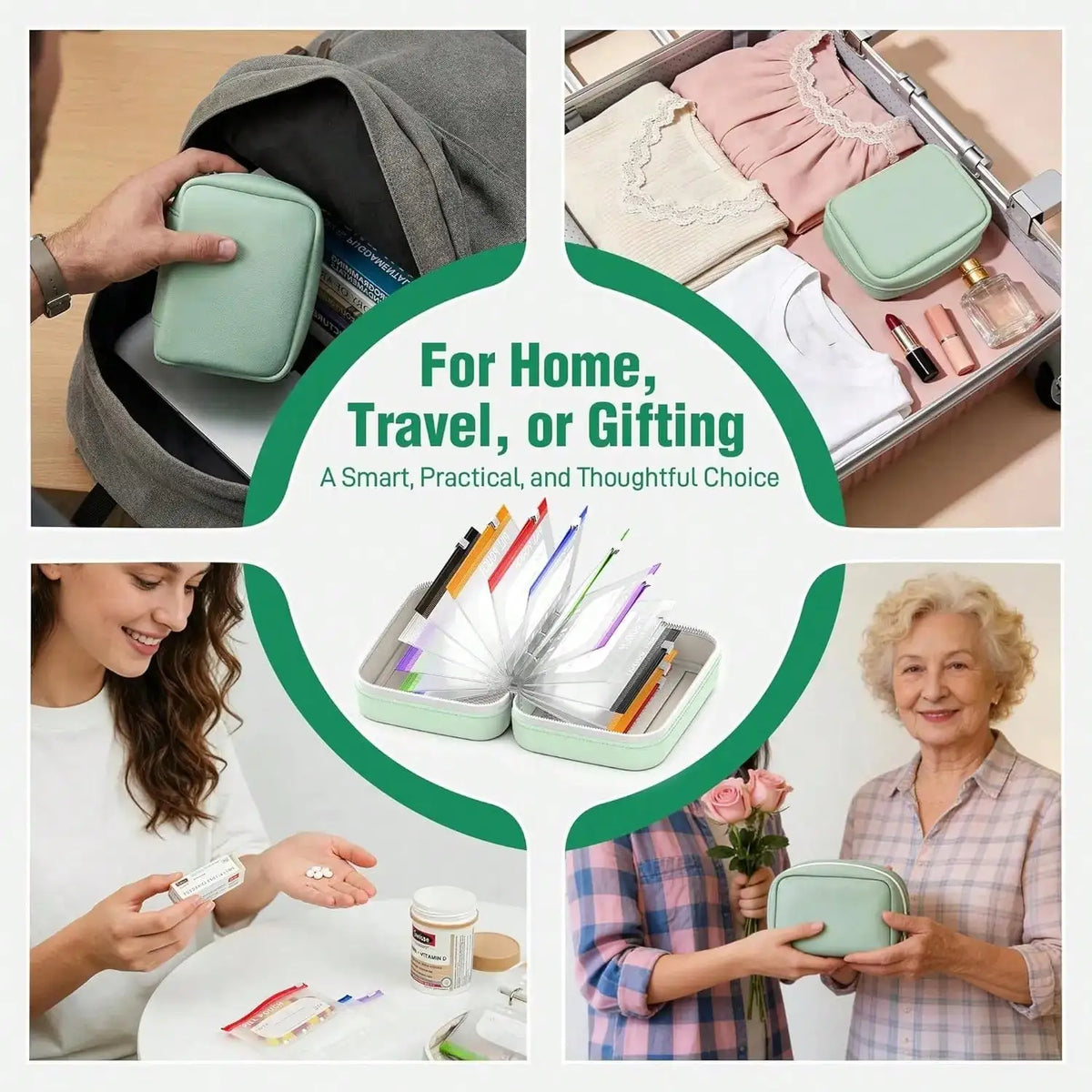 Waterproof Silicone Medicine Pouch With Zipper And Weekly Organizer