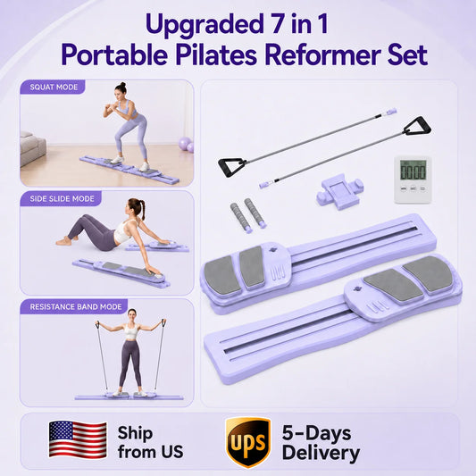 WSUEL 7-In-1 Pilates Reformer Portable Ab Trainer With Resistance Bands