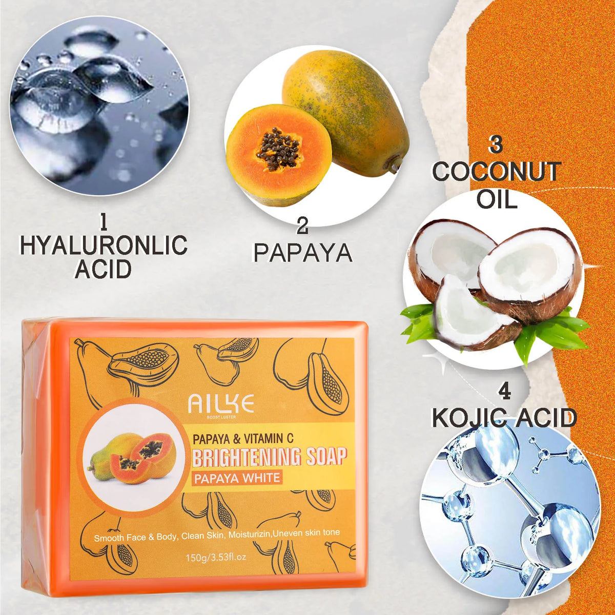 Ailke Organic Papaya Handmade Soap For Brightening Skin