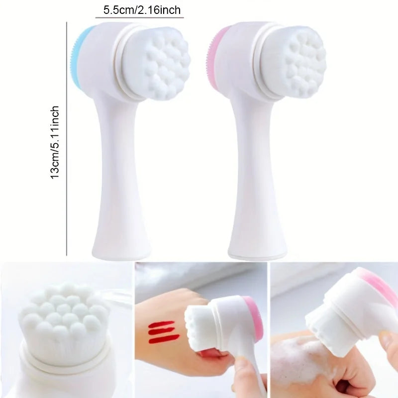 Double Sided Silicone Facial Cleansing Brush For Pore Cleaning