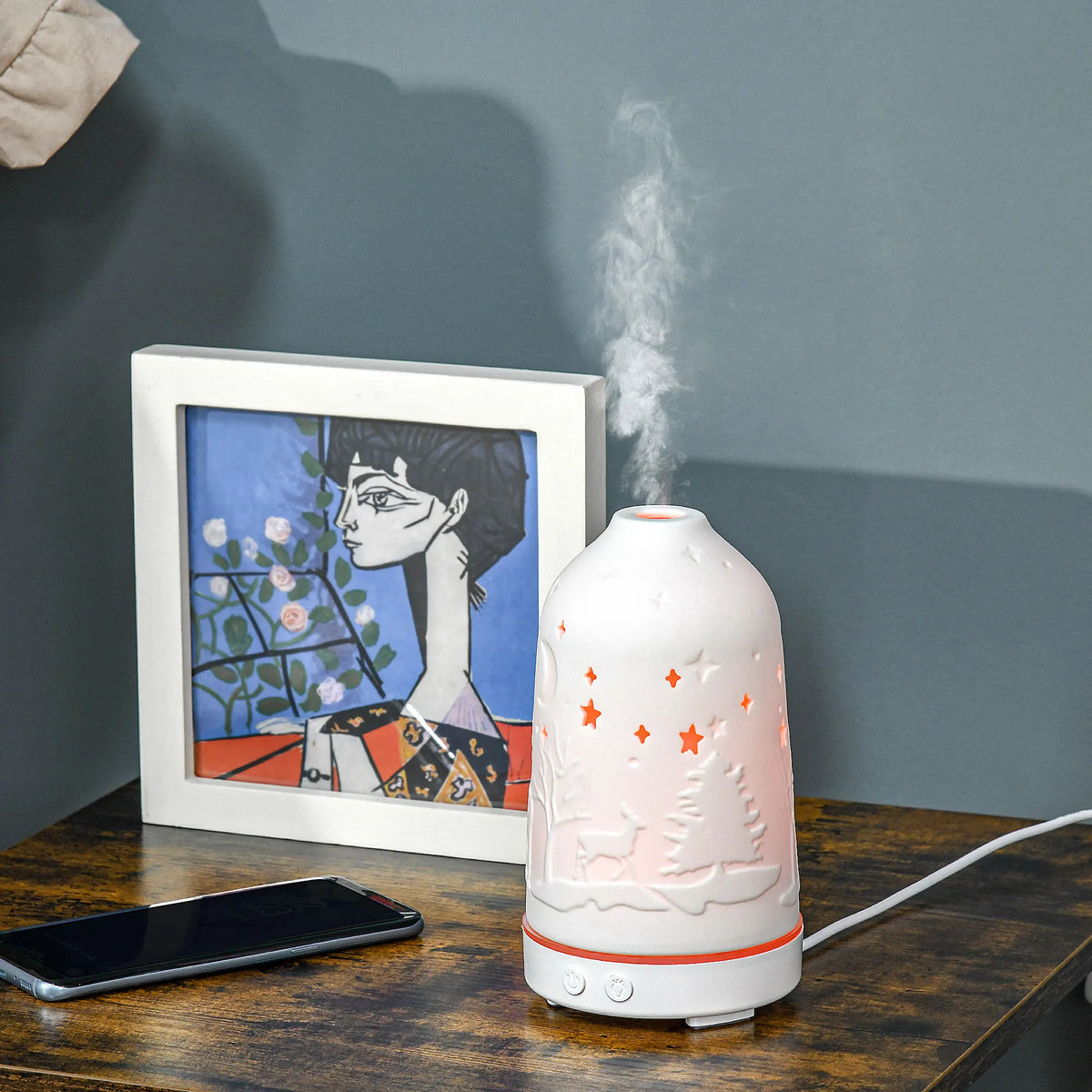 Ultrasonic Ceramic Aromatherapy Diffuser With Led Night Light