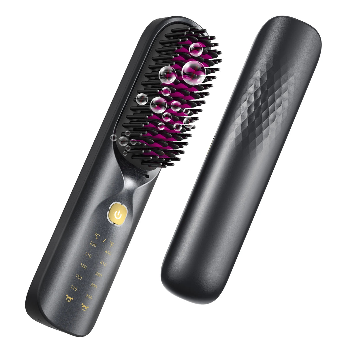 BOPCAL Cordless Ceramic Hair Straightener Brush With Led Display Ions