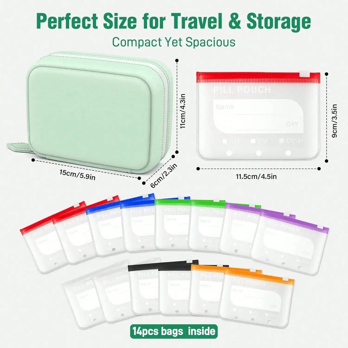 Waterproof Silicone Medicine Pouch With Zipper And Weekly Organizer