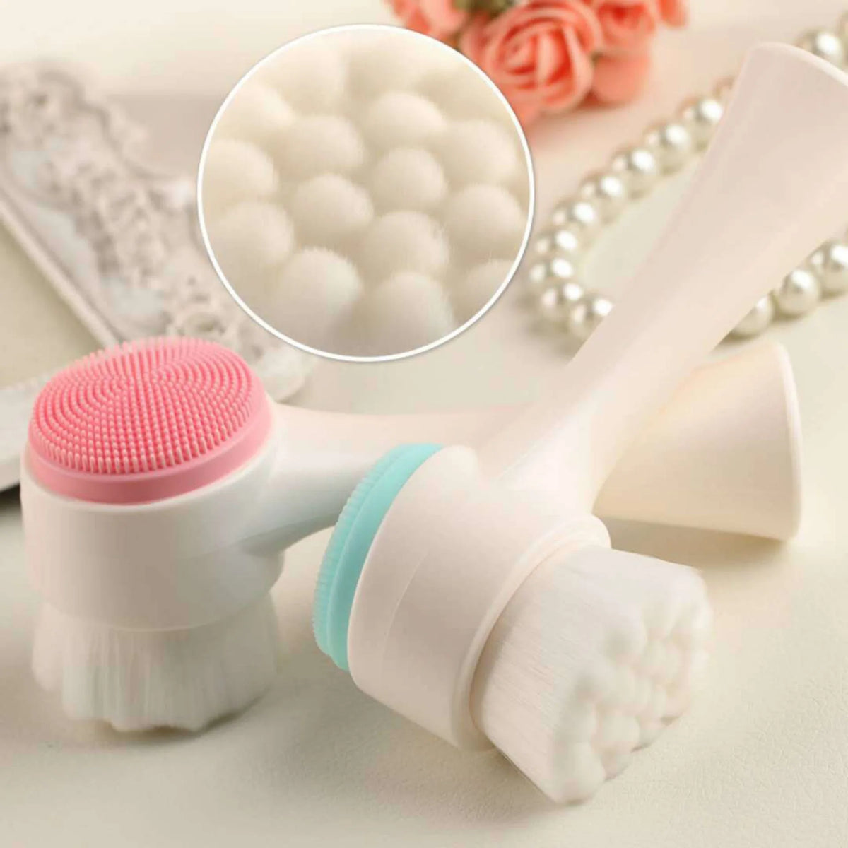 Double Sided Silicone Facial Cleansing Brush For Pore Cleaning