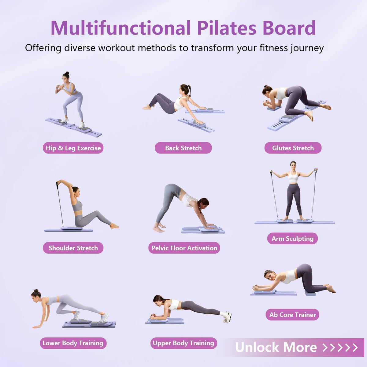 WSUEL 7-In-1 Pilates Reformer Portable Ab Trainer With Resistance Bands