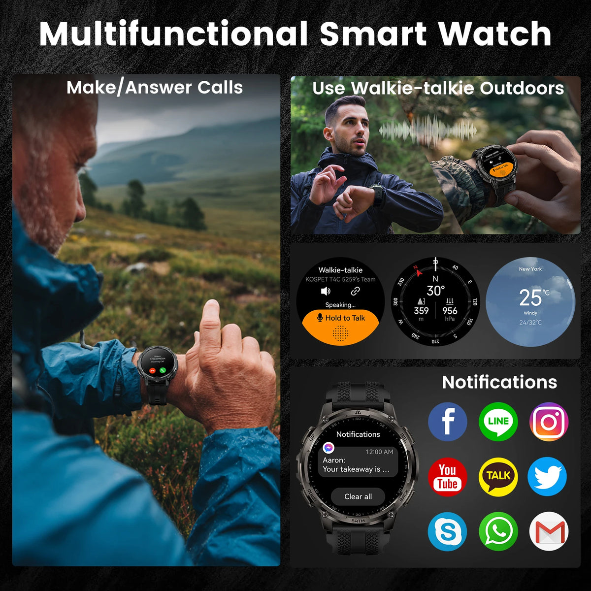 KOSPET T4C Rugged Smartwatch With GPS Fitness Health Tracking