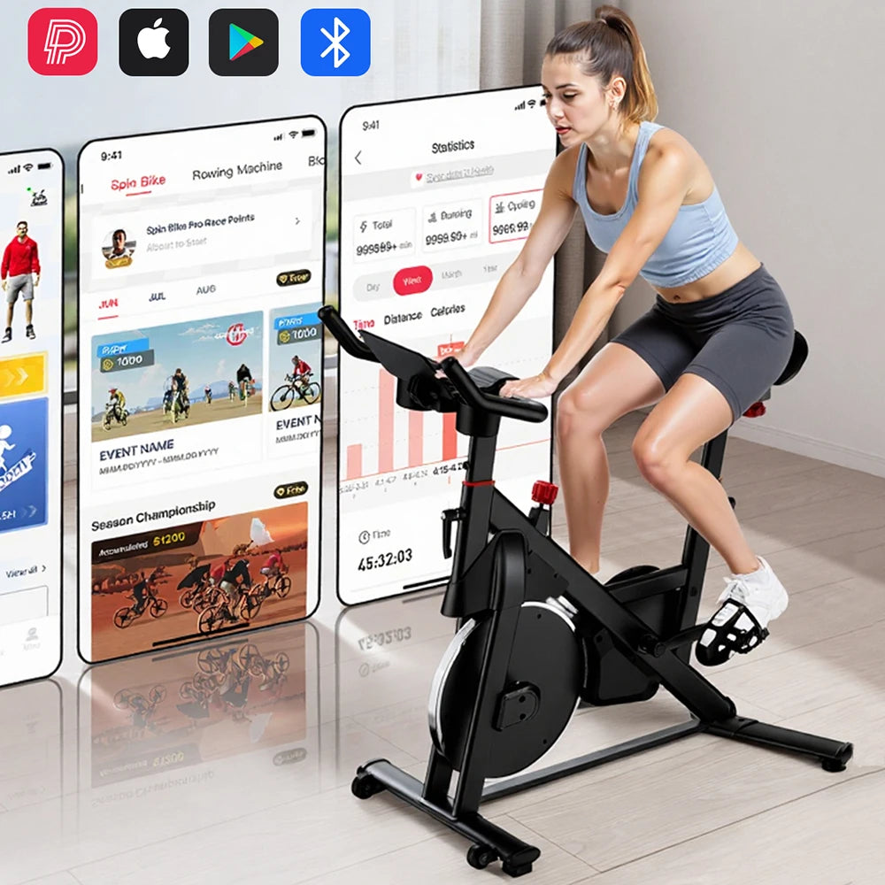 LACUFFY Magnetic Resistance Exercise Bike With Bluetooth Connectivity