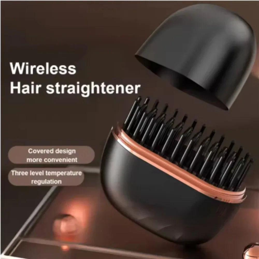Zimir Mini Rechargeable 3 Speed Portable Hair Straightener Brush
