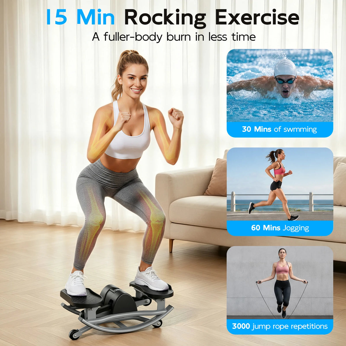 Intelligent Swing Stepper With Digital Display And Resistance Bands