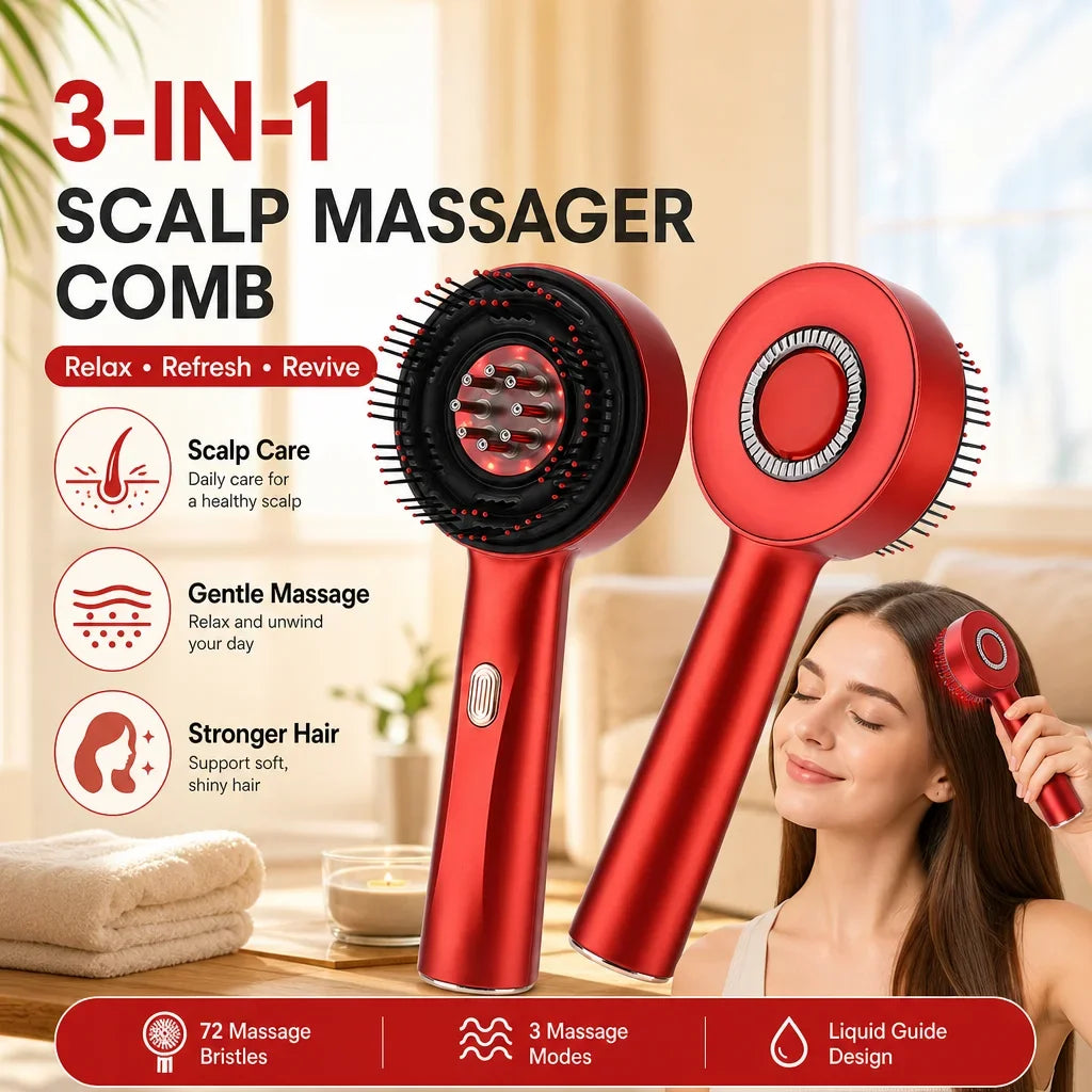Afdeal Electric Scalp Massage Brush With Rollers And Oil Applicator