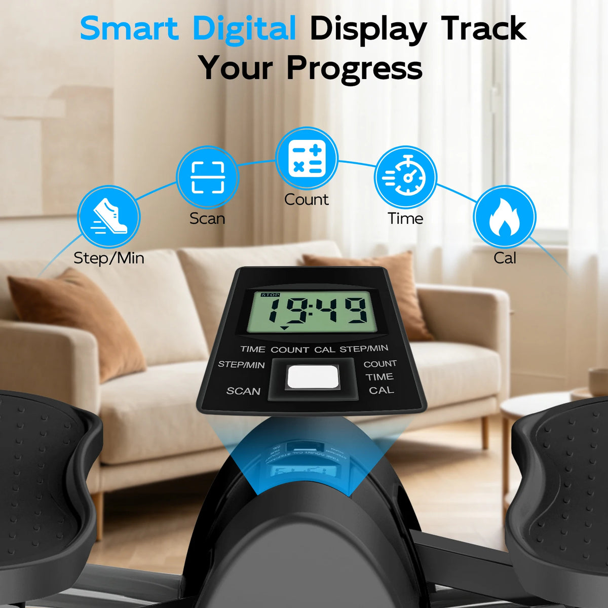 Intelligent Swing Stepper With Digital Display And Resistance Bands