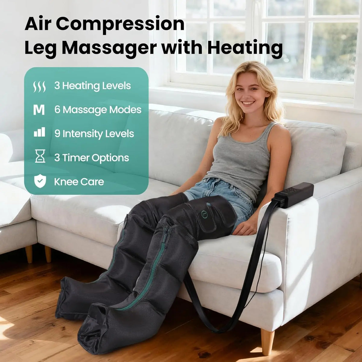 Air Compression Leg Massager With Heat For Circulation Relief