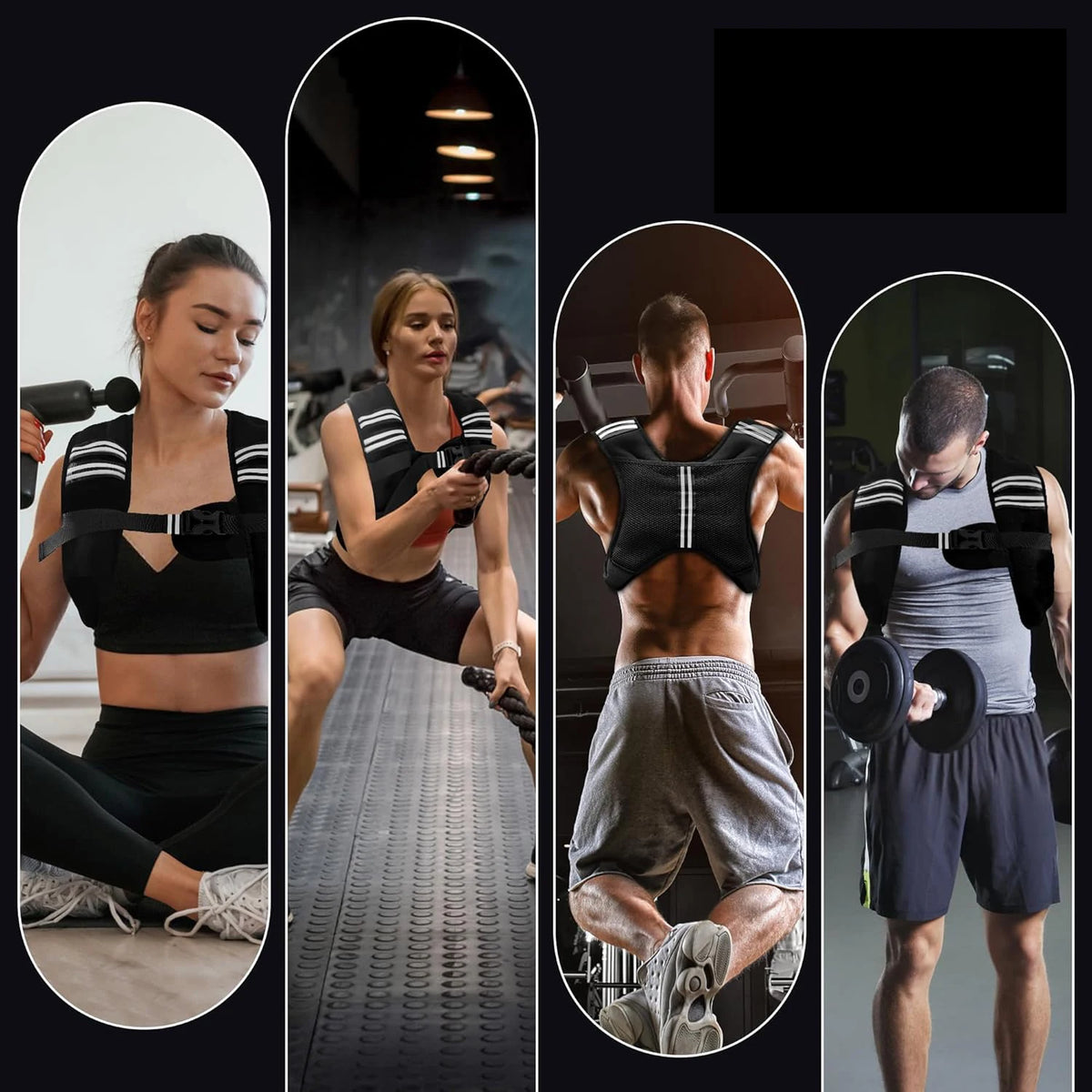 Weighted Vest With Reflective Stripe Pocket For Strength Training