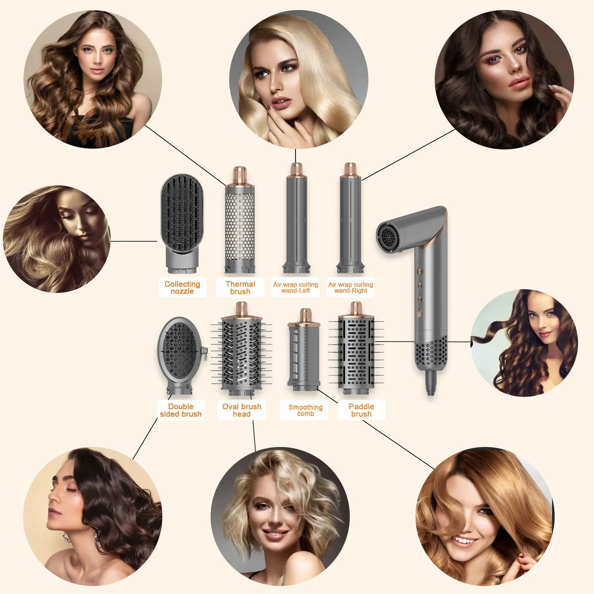 Avenho 8 In 1 Foldable Hair Dryer Multifunction Styler