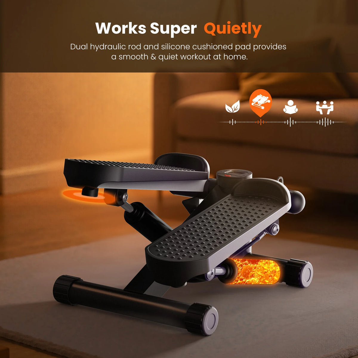 Compact Hydraulic Mini Stepper With Resistance Bands And Display