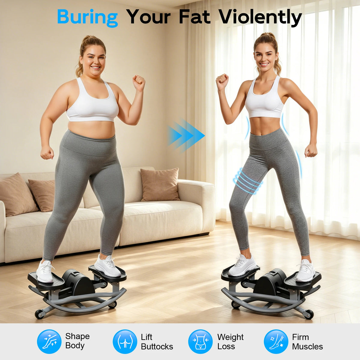 Intelligent Swing Stepper With Digital Display And Resistance Bands