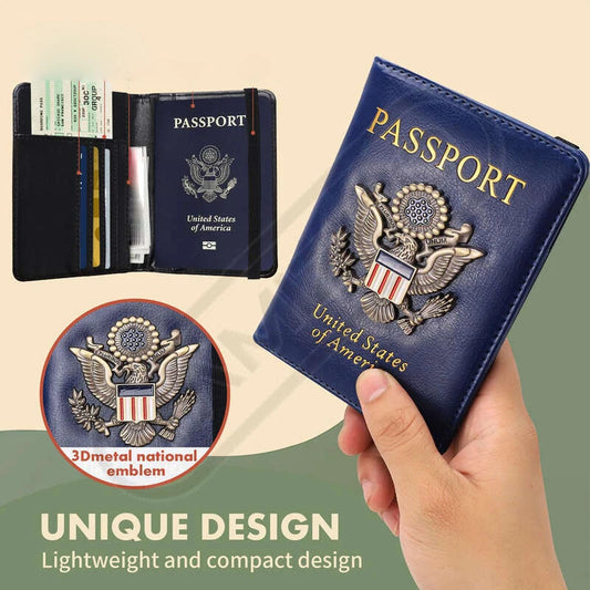 Portable Rfid Blocking Pu Leather Passport Travel Wallet Case