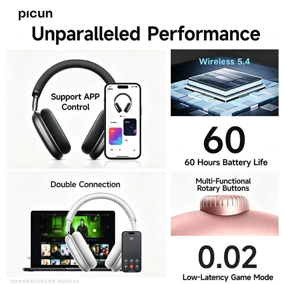 Picun F8 Pro Wireless Headphones With Active Noise Cancellation