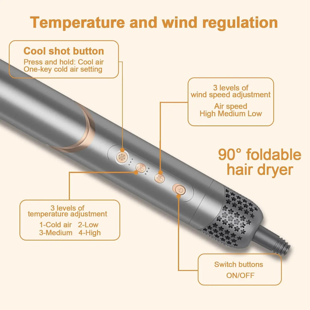 Avenho 8 In 1 Foldable Hair Dryer Multifunction Styler