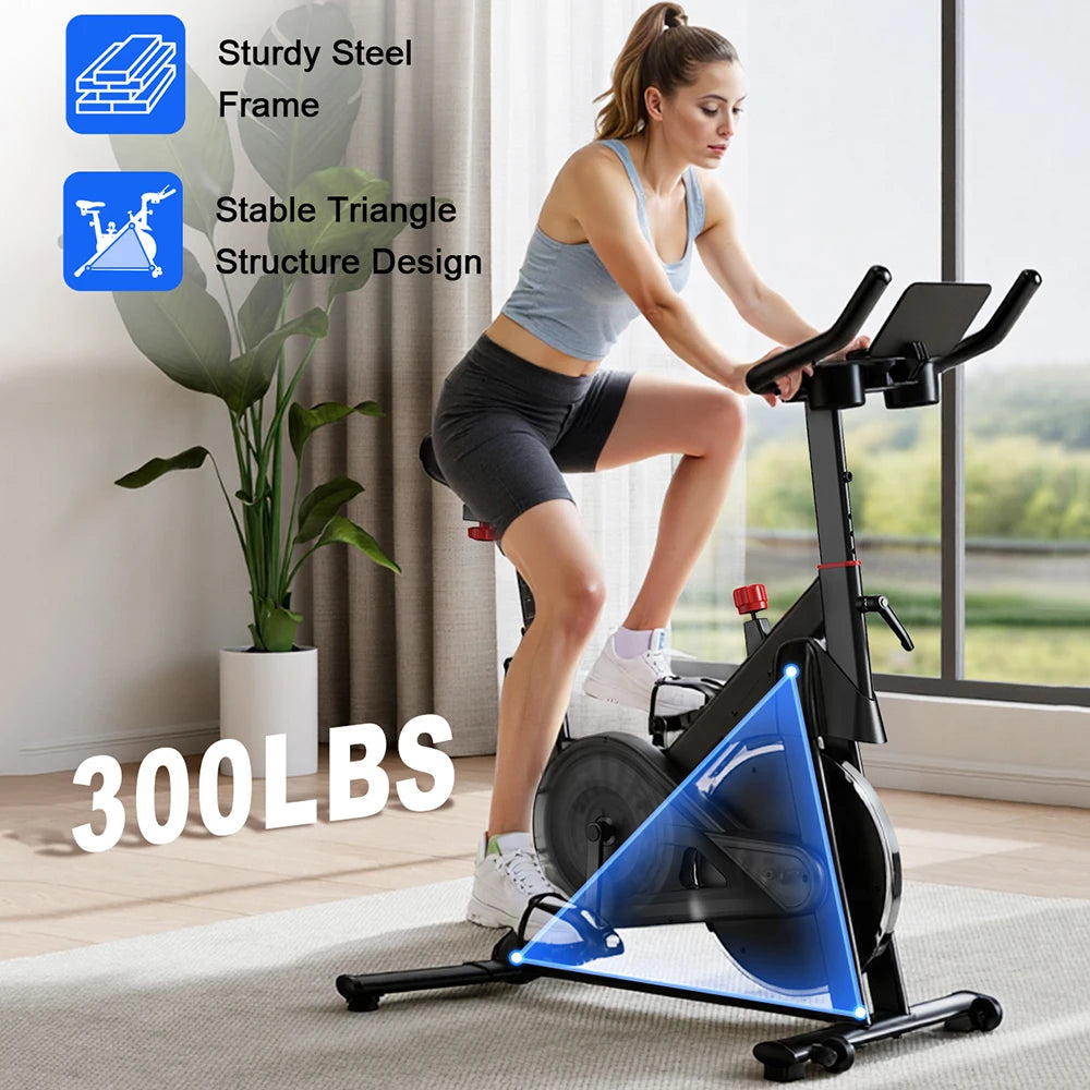 LACUFFY Magnetic Resistance Exercise Bike With Bluetooth Connectivity