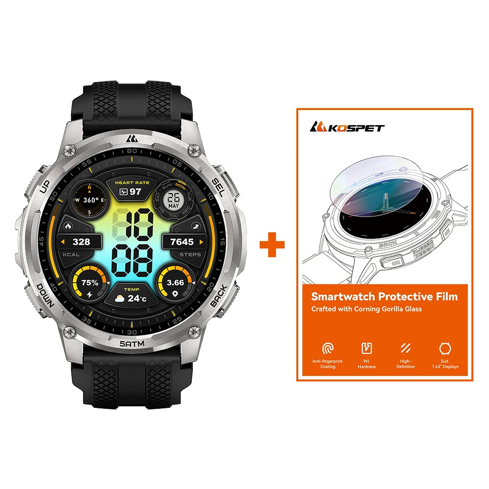KOSPET T4C Rugged Smartwatch With GPS Fitness Health Tracking