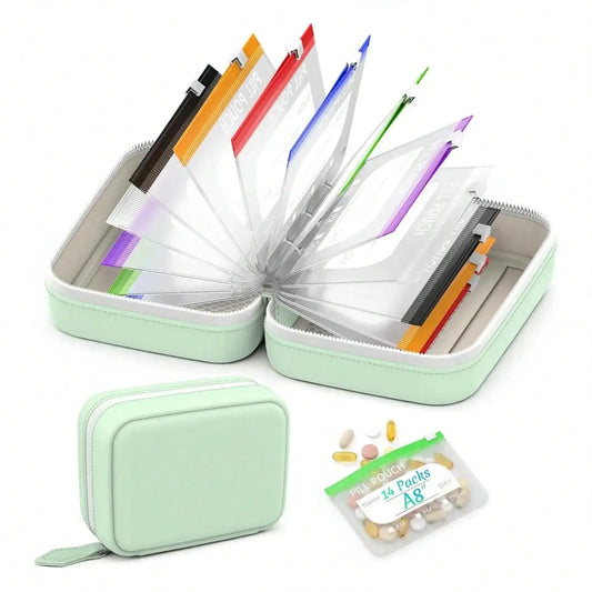 Waterproof Silicone Medicine Pouch With Zipper And Weekly Organizer