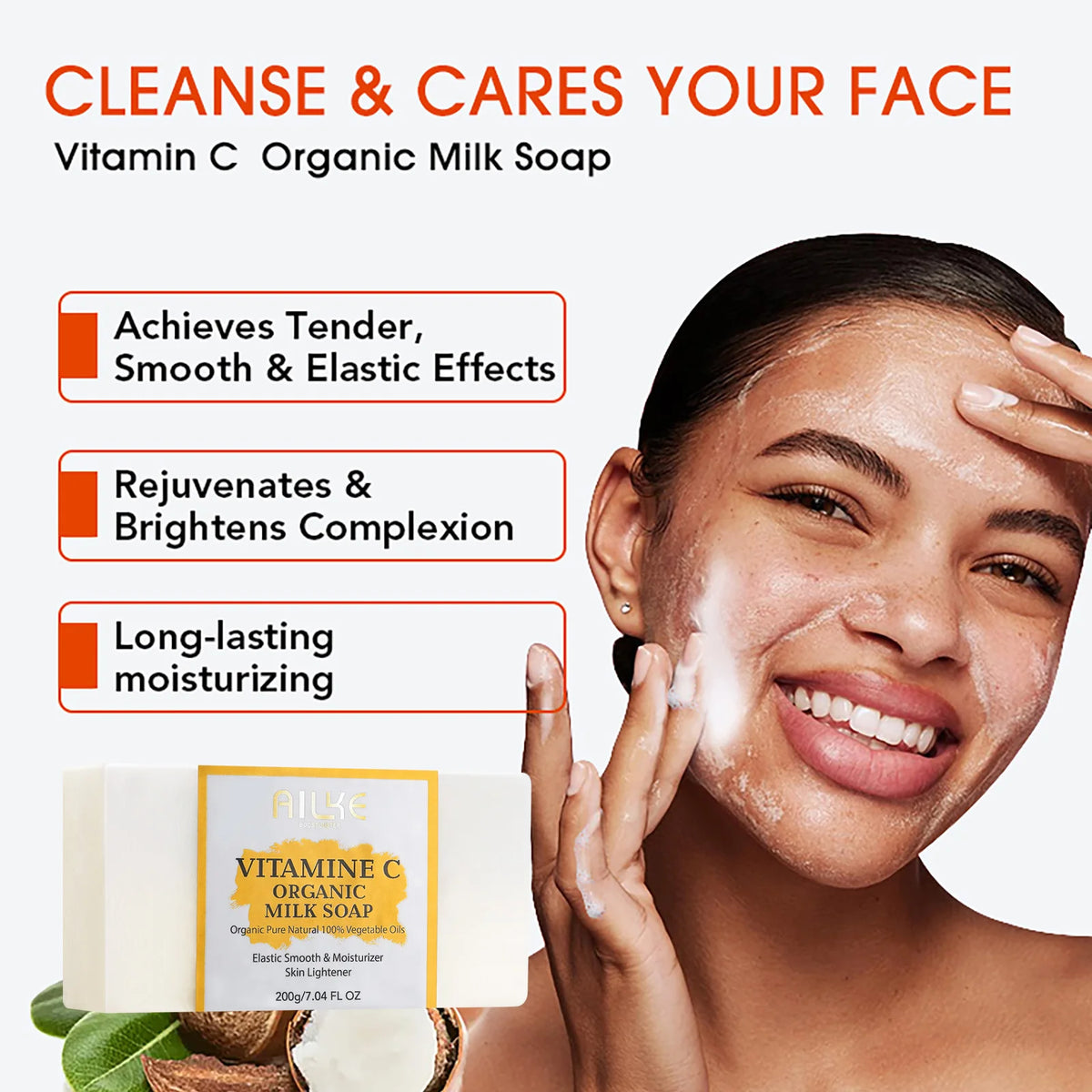 Kyliefit Vitamin C Organic Milk Soap For Bright Radiant Skin