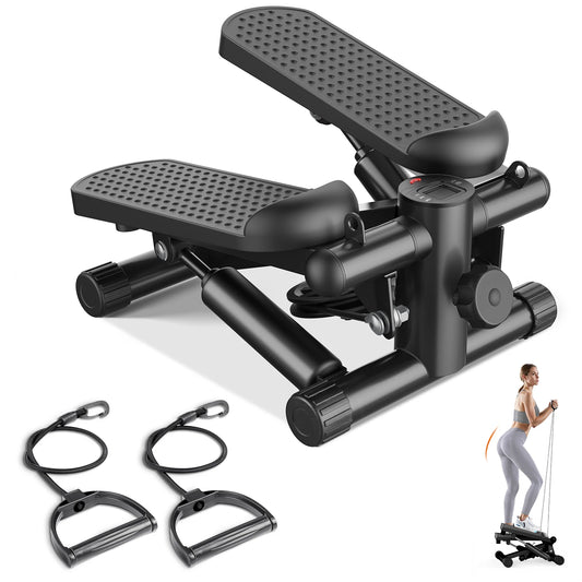 Compact Hydraulic Mini Stepper With Resistance Bands And Display